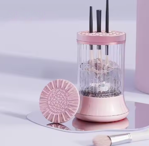 Pink Electric Makeup Brush Cleaner &amp; Dryer Machine - Automatic Spinner Tool (Plug-in model)