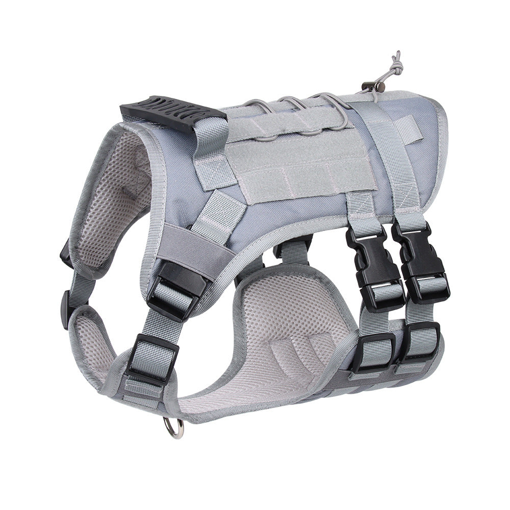 Gray Tactical Dog Training Harness - Adjustable Vest for Training and Walking - S
