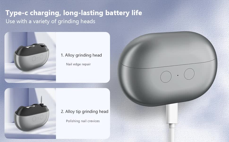 Pink Multi-Function Electric Nail File - Built-in Storage Space, LED Light, Quiet Operation