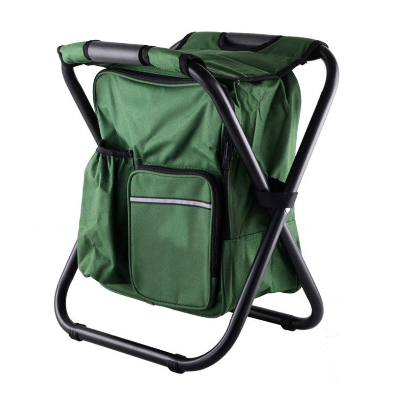 Green Insulated Cooler Backpack Chair - Foldable Stool for Picnics & BBQ