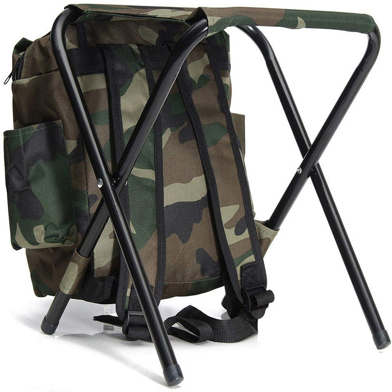 Folding Camo Backpack Stool - Portable Chair for Camping & Fishing
