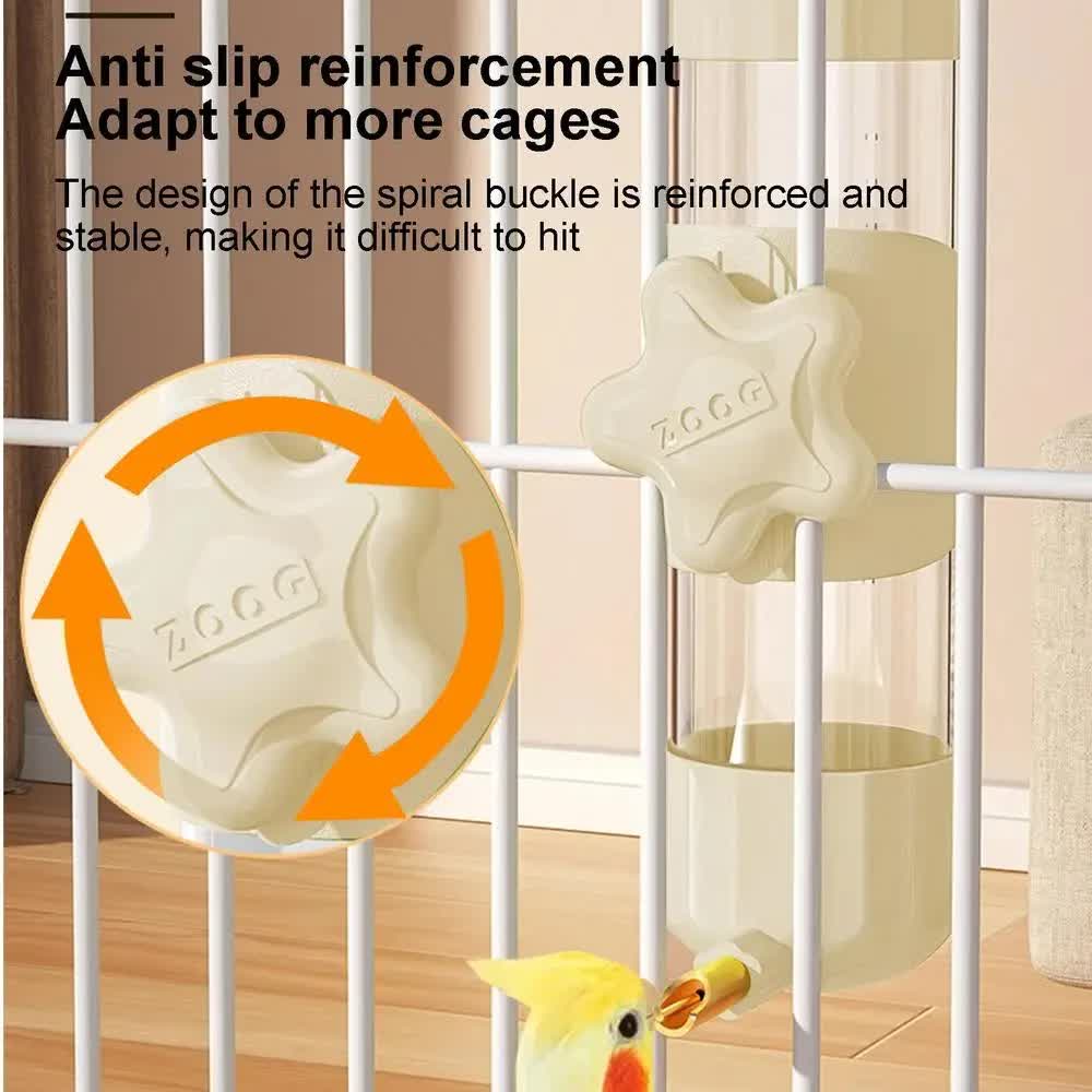 White Automatic Bird Water Feeder Bottle (200ml) - Leakproof No-Drip Dispenser for Parrots