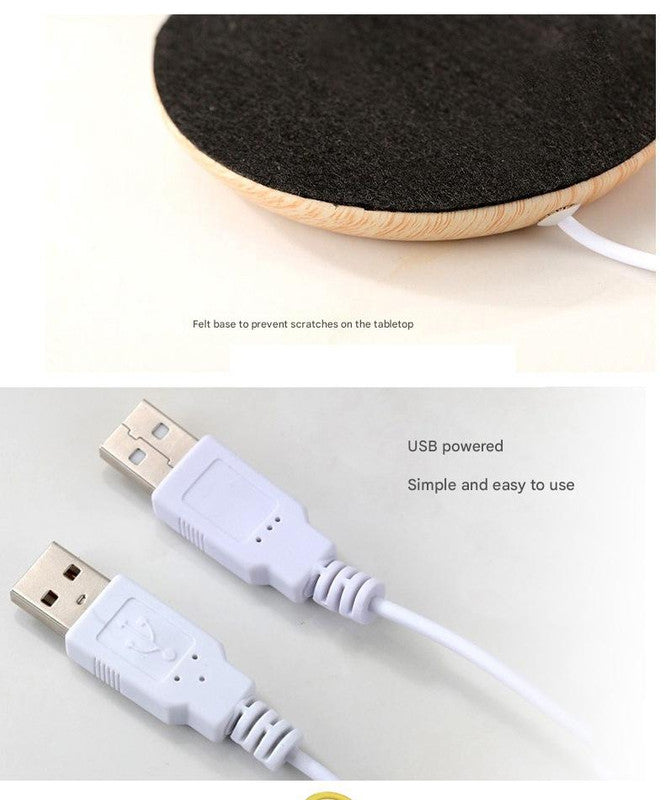 USB Cup Heater - White Porcelain Electric Beverage Heater for Desk, Office and Home