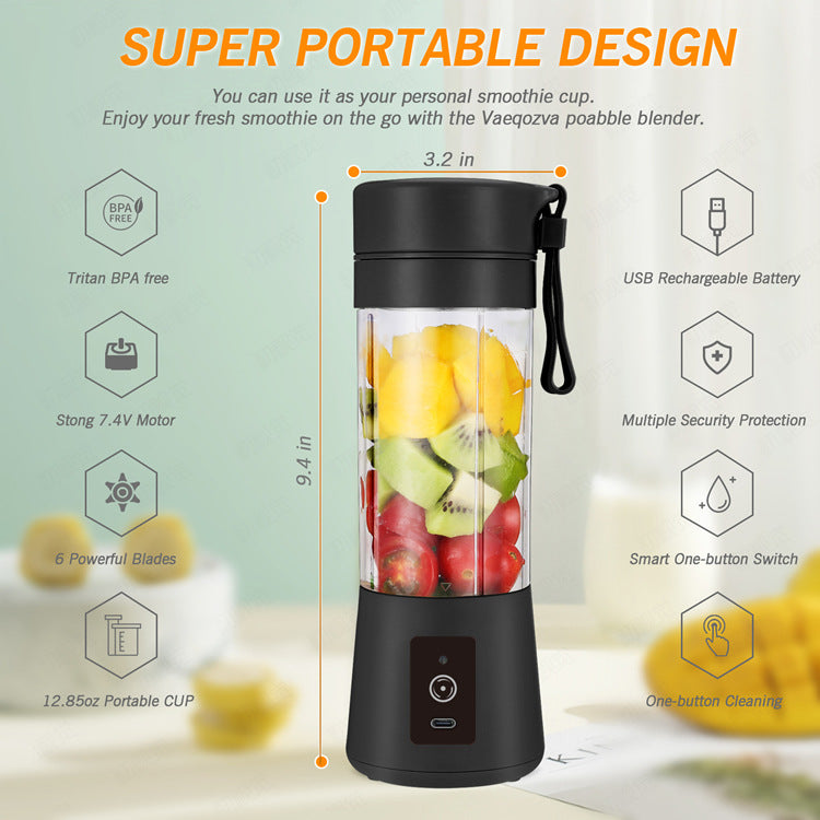Blue Portable Blender USB Rechargeable - Personal Size Smoothie Maker On The Go