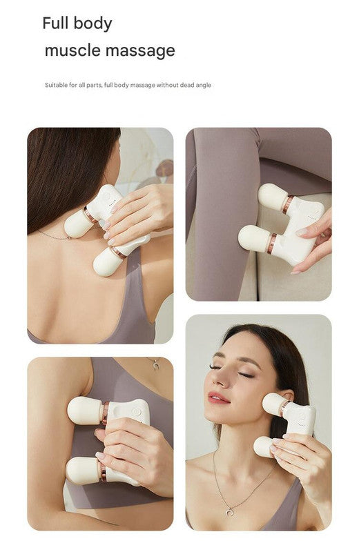 White Portable Dual Head Mini Massager - 5 Modes, Quiet Operation, USB-C Rechargeable