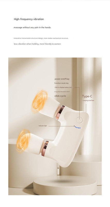 Pink Portable Dual Head Mini Massager - 5 Modes, Quiet Operation, USB-C Rechargeable