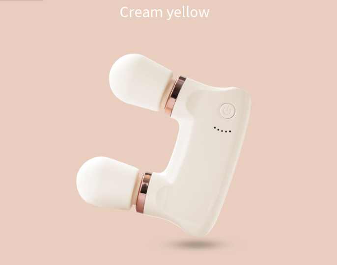 Light yellow Portable Dual Head Mini Massager - 5 Modes, Quiet Operation, USB-C Rechargeable