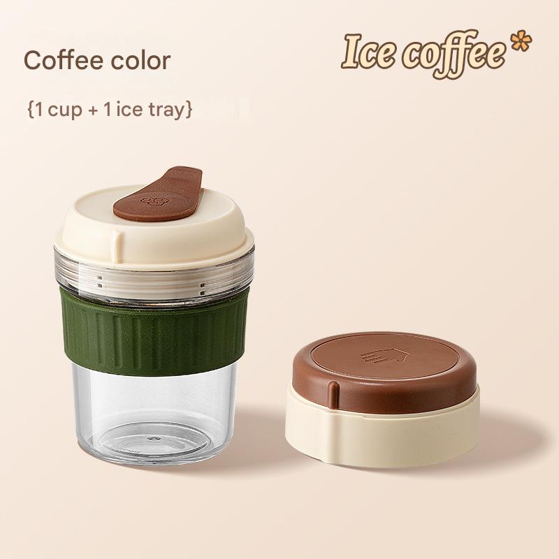 2-in-1 Ice Cube Maker Tumbler - Portable Cup with Integrated Silicone Ice Tray &amp; Lid (1 cup + 1 ice tray)
