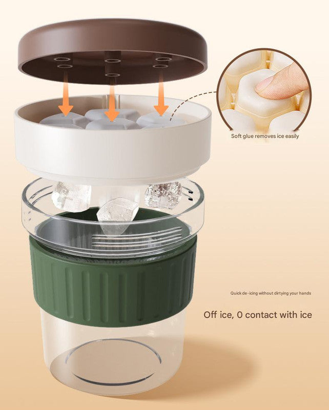 2-in-1 Ice Cube Maker Tumbler - Portable Cup with Integrated Silicone Ice Tray & Lid (1 cup + 1 ice tray)
