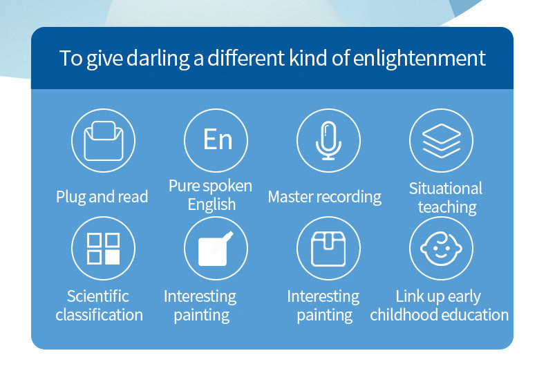 Blue (255 cards, pure English) Kids Interactive Early Education Toy: Combination Card Reader & LCD Drawing Board for Toddlers