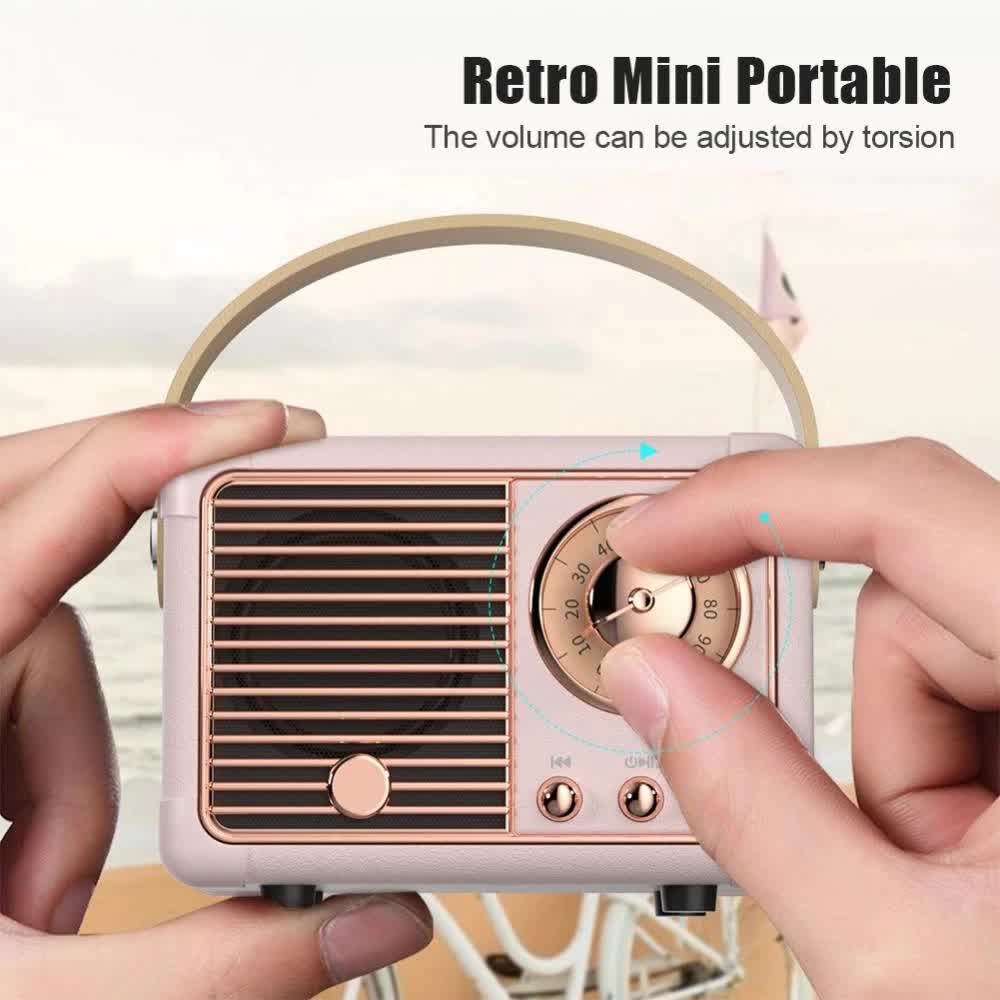 Pink Retro Bluetooth Speaker - Portable Mini Wireless Speaker with Vintage Radio Design (Product size: 7x11x5cm)