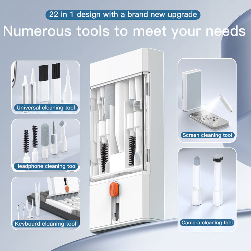 Black 22-in-1 Electronics Cleaning Kit - for Keyboards, Airpods, Laptops, Cell Phones, Cameras