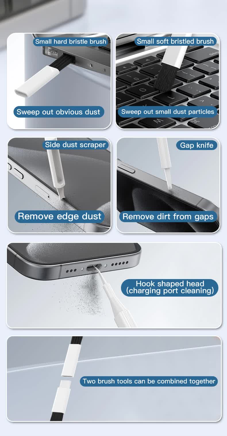 Black 22-in-1 Electronics Cleaning Kit - for Keyboards, Airpods, Laptops, Cell Phones, Cameras