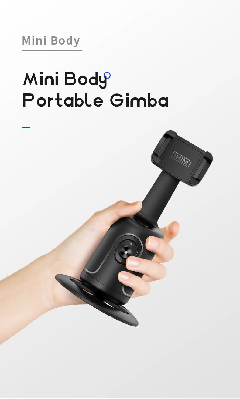 Black AI Smart Auto Tracking Phone Holder - 360° Rotation Face & Body Tracking Mount
