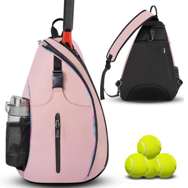 Pink Tennis Pickleball Sling Bag - Crossbody Racket Backpack for Men &amp; Women (33x14x49cm)