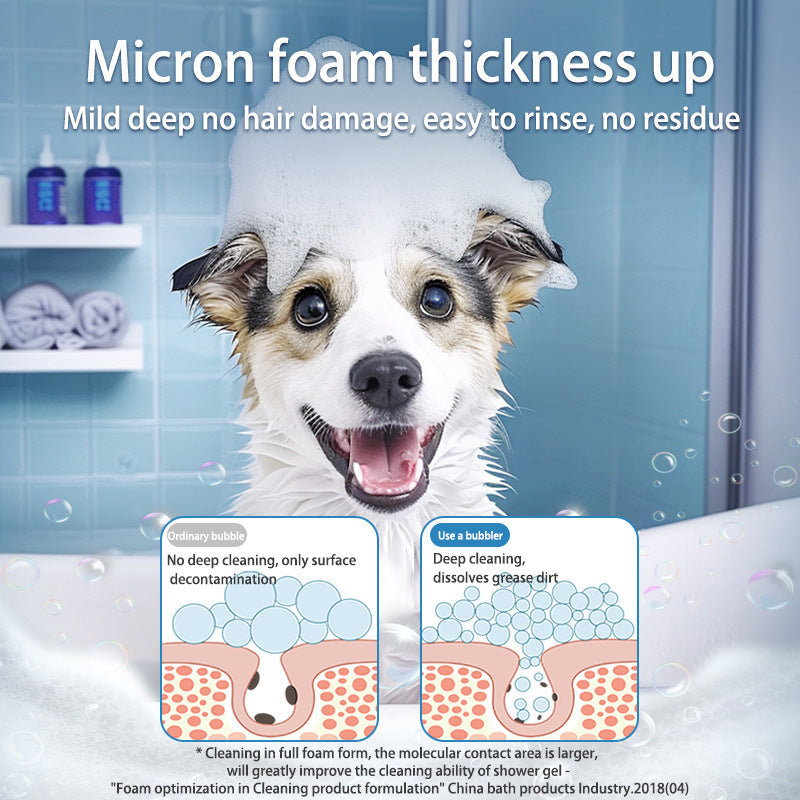 White Electric Pet Shampoo Foamer Gun - Dense Foam, Quiet Operation, Easy Bath