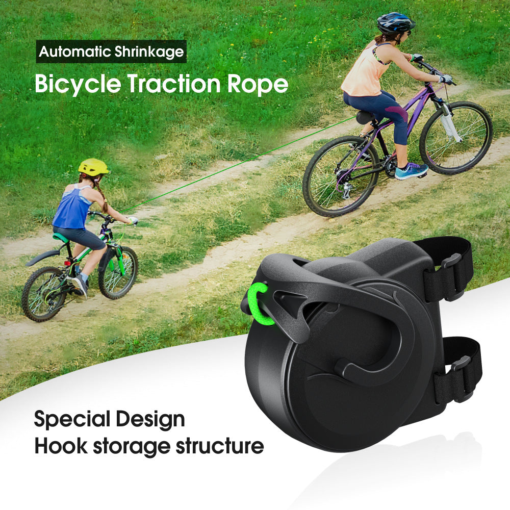 Bike Tow Strap with Automatic Shrinkage - Parent-Child Cycling Assist Rope (450lbs Capacity)