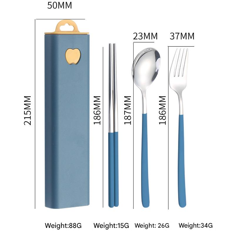 2 - pcs Dark blue Reusable Travel Utensil Set with Case - 304 Stainless Steel Spoon, Fork &amp; Chopsticks