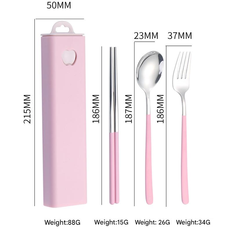 2 - pcs Pink Reusable Travel Utensil Set with Case - 304 Stainless Steel Spoon, Fork &amp; Chopsticks