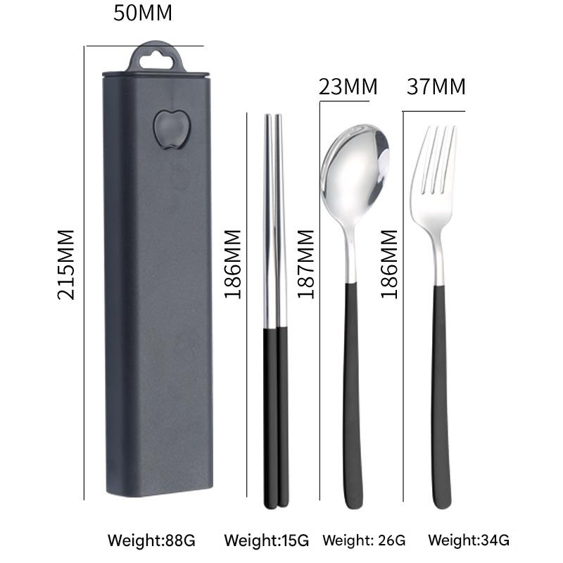 2 - pcs Black Reusable Travel Utensil Set with Case - 304 Stainless Steel Spoon, Fork &amp; Chopsticks