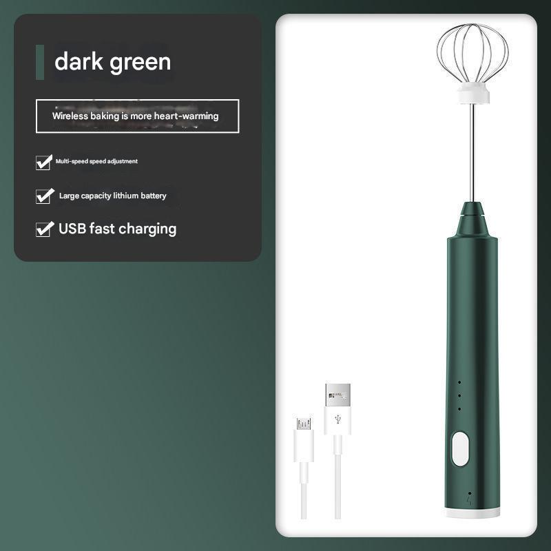 Green Cordless Egg Beater &amp; Cream Whipper - USB Powered Hand Mixer(Balloon Head)