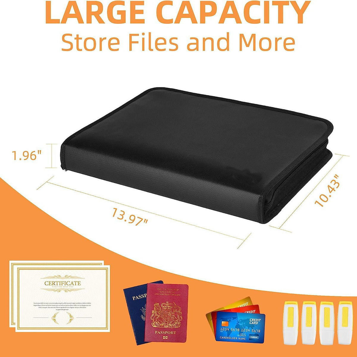 Expanding Accordion File Organizer - Fireproof & Waterproof Document Storage Case