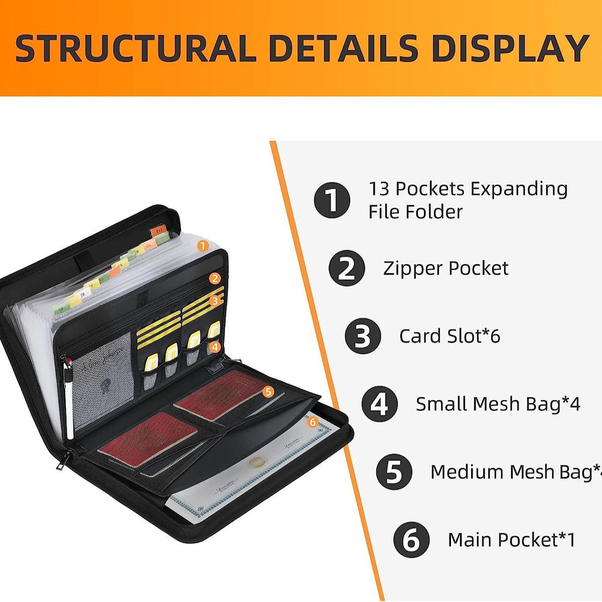 Expanding Accordion File Organizer - Fireproof & Waterproof Document Storage Case