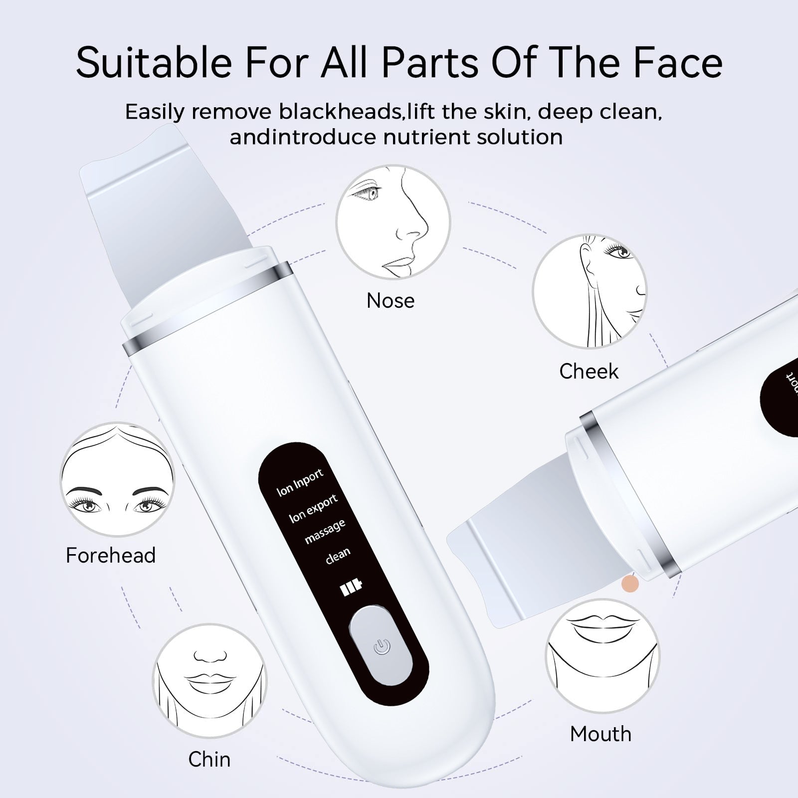 Rechargeable Ultrasonic Facial Spatula - Deep Pore Cleanser & Exfoliator