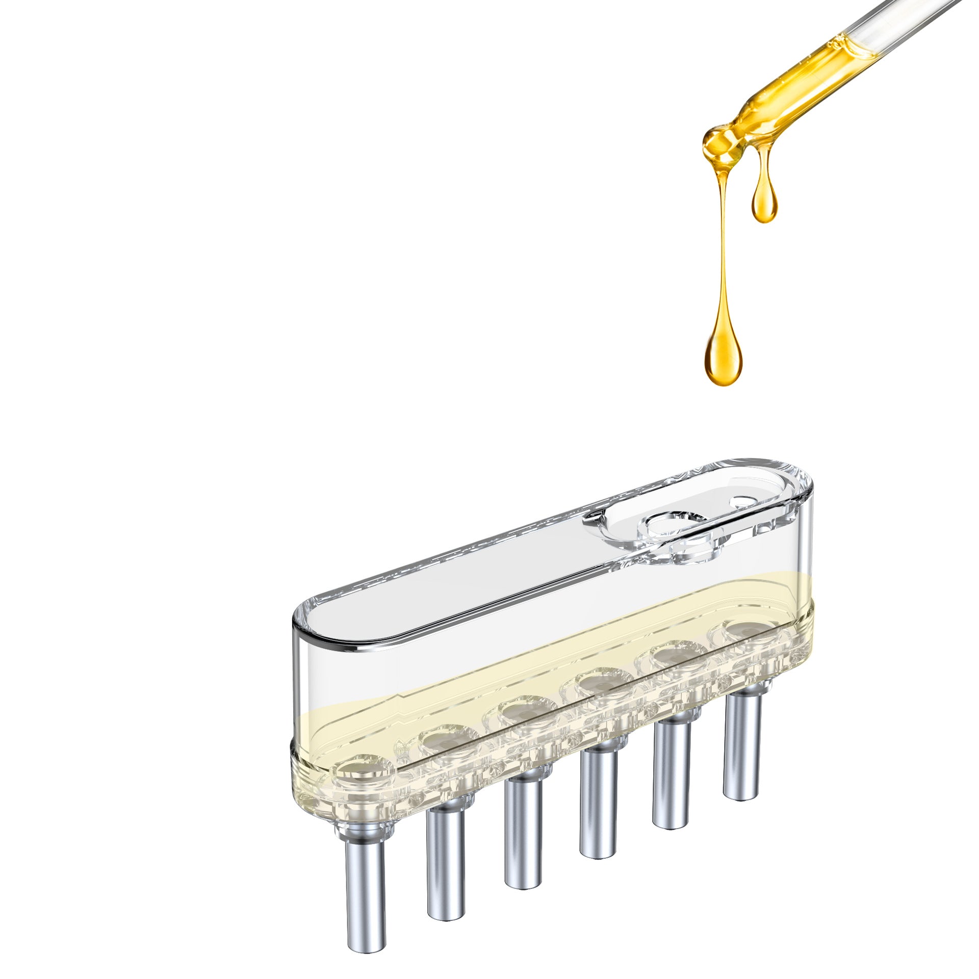 White Vibrating Scalp Massager Comb - LED Therapy & Oil Infuser for Hair Growth