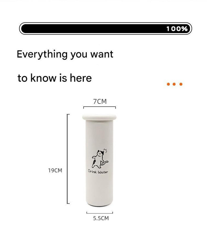 Mini Insulated Coffee Cup - 316 Stainless Steel, Portable & Stylish - Silver drink (300ml+cup brush)