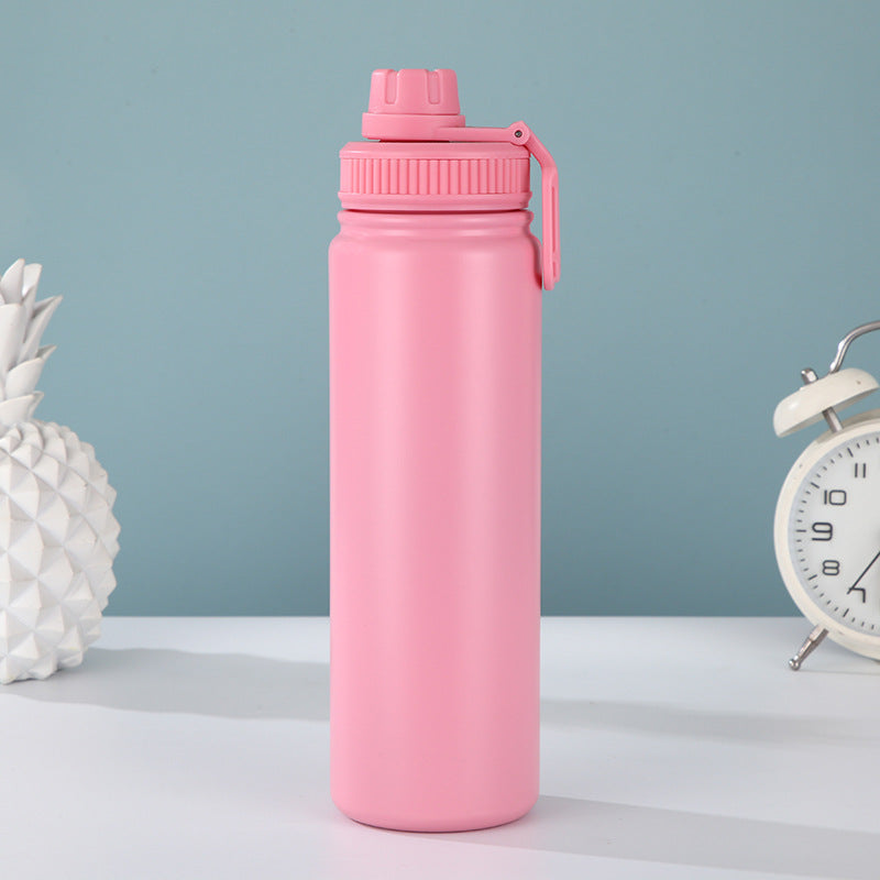 Pink Portable Travel Thermos Bottle - Leakproof Stainless Steel Flask with Carry Handle (22oz - 660ml)