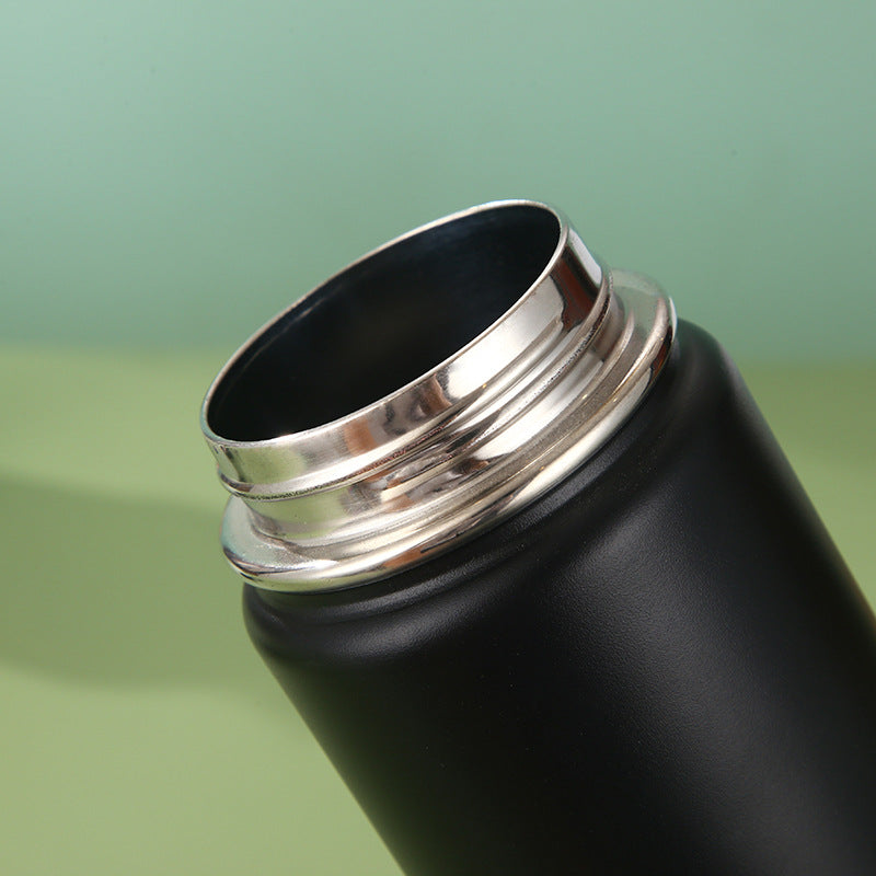Black Portable Travel Thermos Bottle - Leakproof Stainless Steel Flask with Carry Handle (25oz - 750ml)