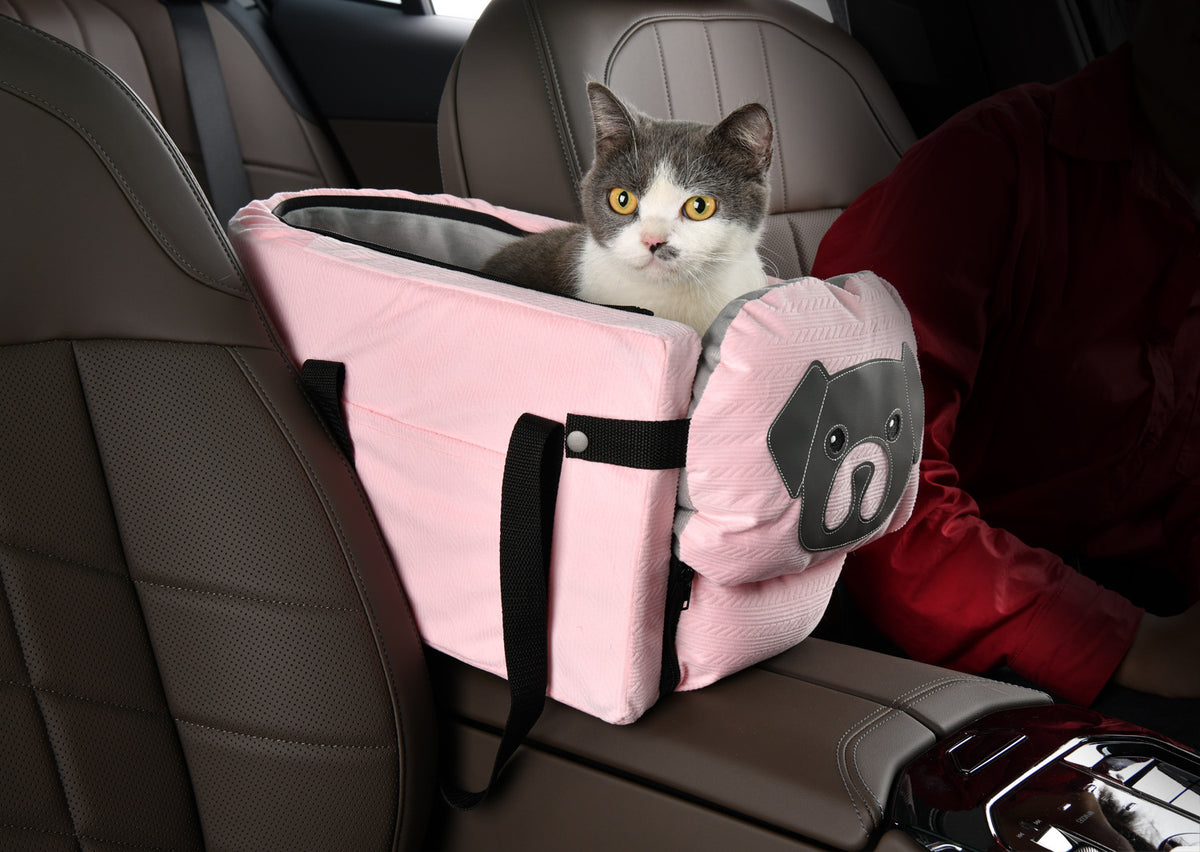 Pink Pet Car Booster Seat for Small Dogs &amp; Cats - Safe Travel Carrier Bed