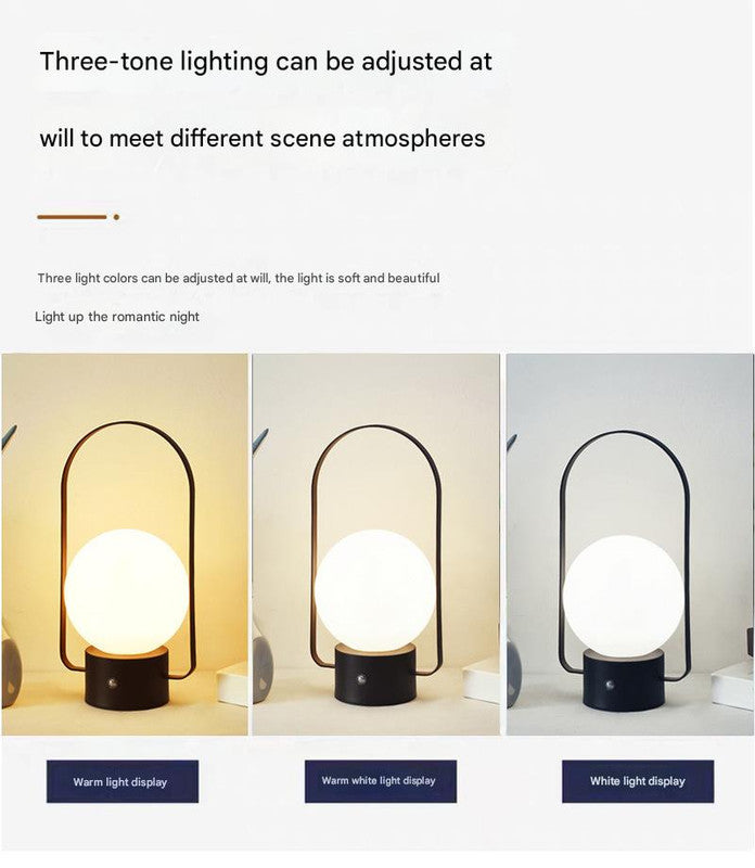 Gold Portable Rechargeable LED Lantern Lamp - Touch Control 3-Color Dimmable Desk Light