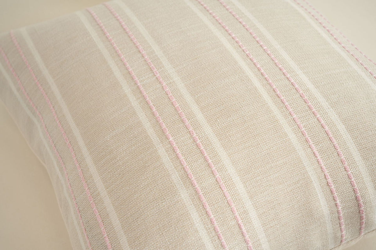 Textured Vertical Striped Pillowcases - Scandinavian Home Decor Accents (Pink Stripes Pair - 45x45cm)
