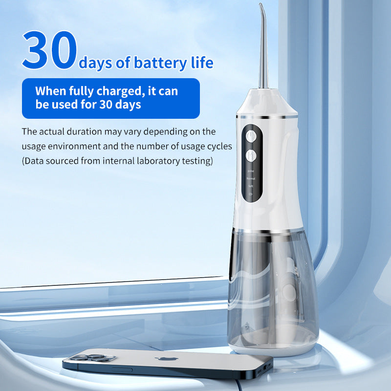Portable Electric Oral Irrigator with 4 Nozzles 3 Pressure Modes - Blue