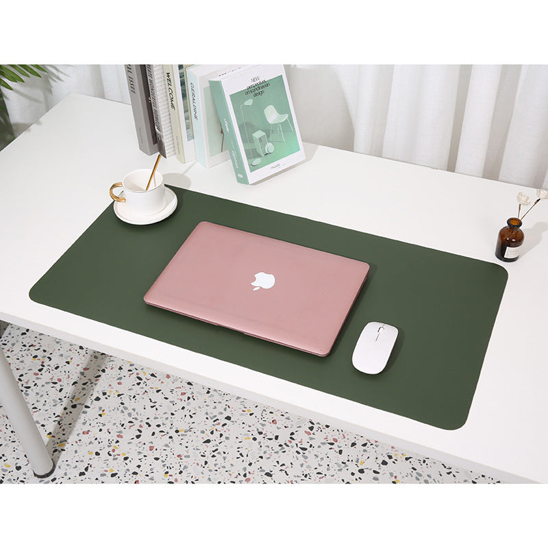 2 PCS Dark green/gray Extra-Large Leather Table Mat for Study &amp; Work - Pad for Students &amp; Office Use (60x30cm)