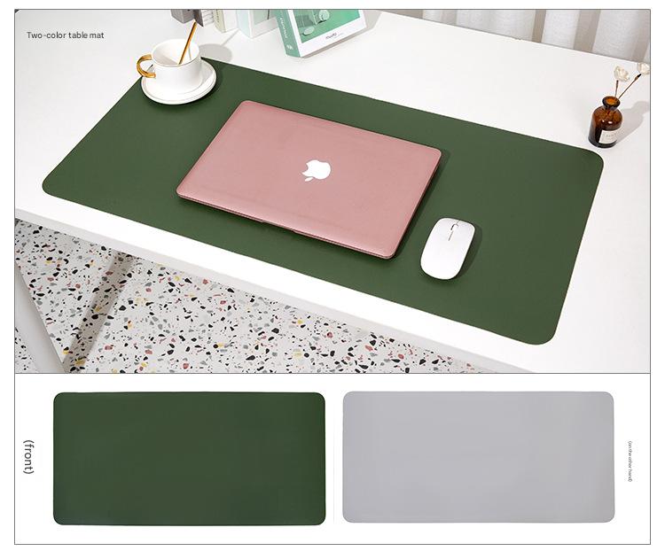 2 PCS Dark green/gray Extra-Large Leather Table Mat for Study & Work - Pad for Students & Office Use (60x30cm)