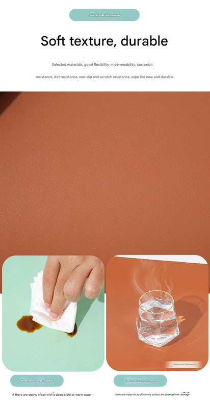 2 PCS Smoky pink/light blue Extra-Large Leather Table Mat for Study & Work - Pad for Students & Office Use (60x30cm)