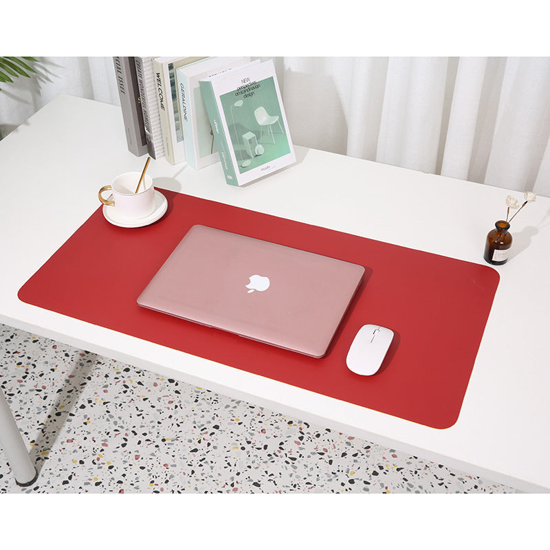 Wine red/yellow Extra-Large Leather Table Mat for Study &amp; Work - Pad for Students &amp; Office Use (100x50cm)