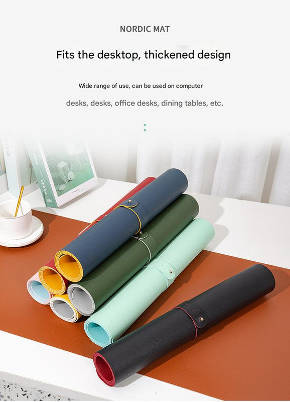 Reddish brown/gray Extra-Large Leather Table Mat for Study & Work - Pad for Students & Office Use (100x50cm)