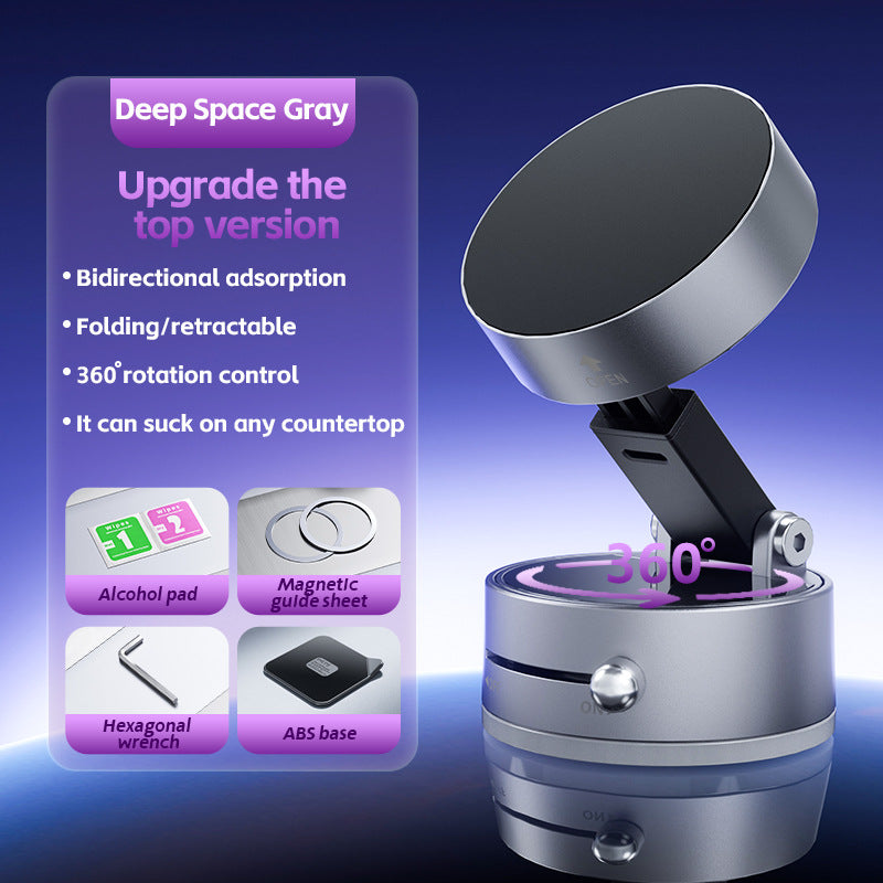 Gray Foldable Vacuum Suction Phone Stand for Navigation and Calls