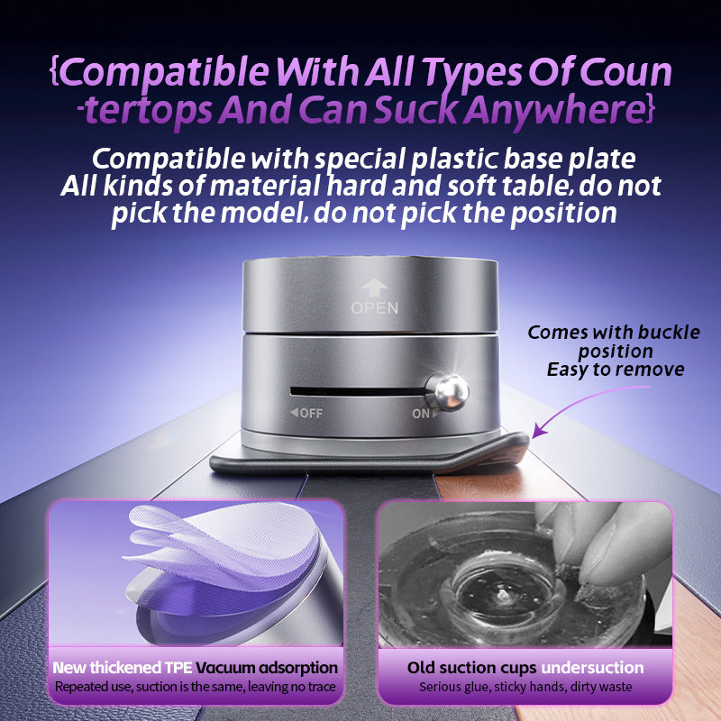 Black Foldable Vacuum Suction Phone Stand for Navigation and Calls