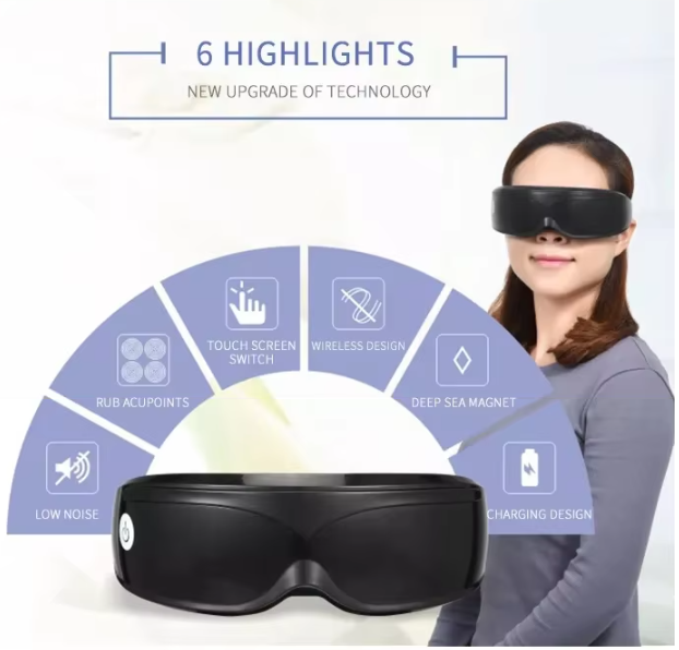 Black Touch-Control Rechargeable Heated  Eye Massager for Daily Use