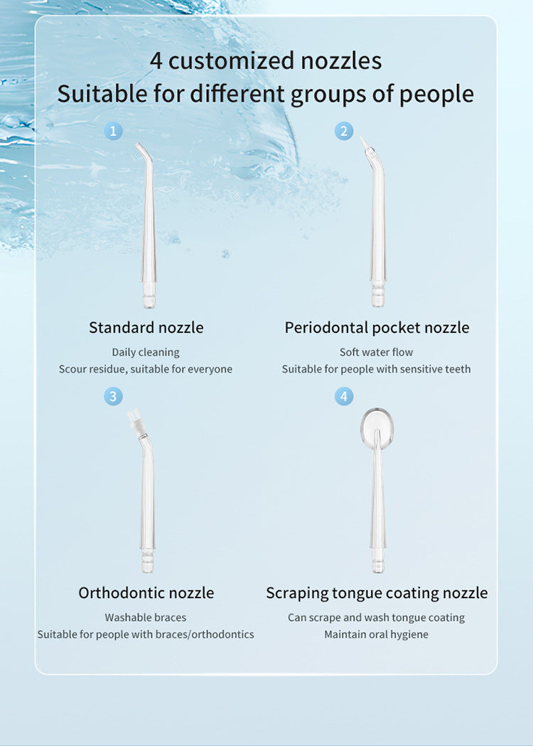 White Portable Ultrasonic Oral Irrigator with 3 Cleaning Modes Smart Teeth Cleaning Machine
