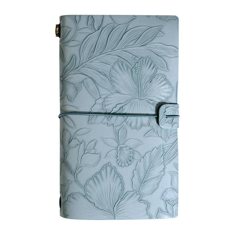 Light blue 2-Pack Vintage Floral Embossed PU Leather Journals - 192 Pages Each