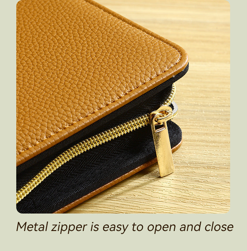 Beige PU Leather Zippered Photo Album - Holds 240 3 Prints"