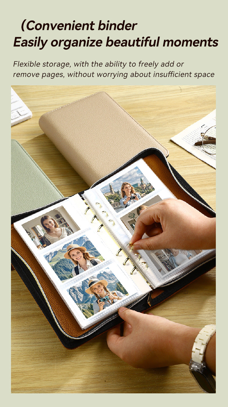 Gray PU Leather Zippered Photo Album - Holds 240 3 Prints"