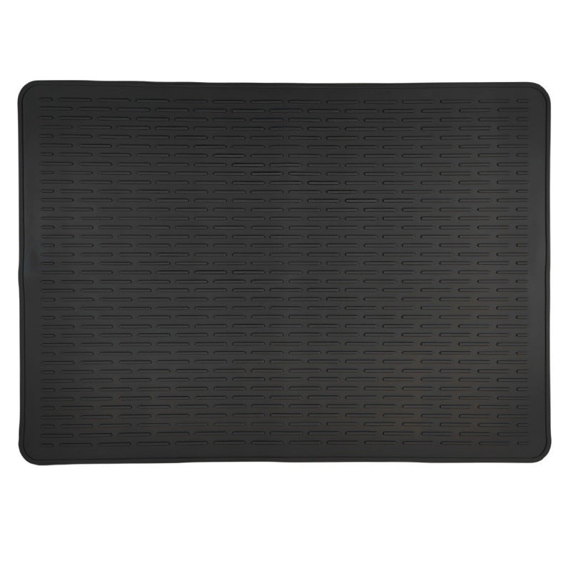 Black Extra Large Silicone Countertop Protector &amp; Dish Drying Mat - Dishwasher Safe (71x50cm)