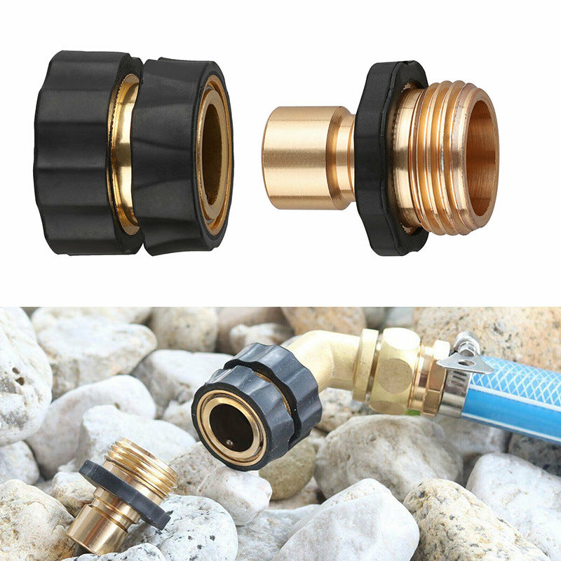 American Standard 3/4 Inch Brass Quick Connect Garden Hose Adapter (6 Male &amp; 6 Female)